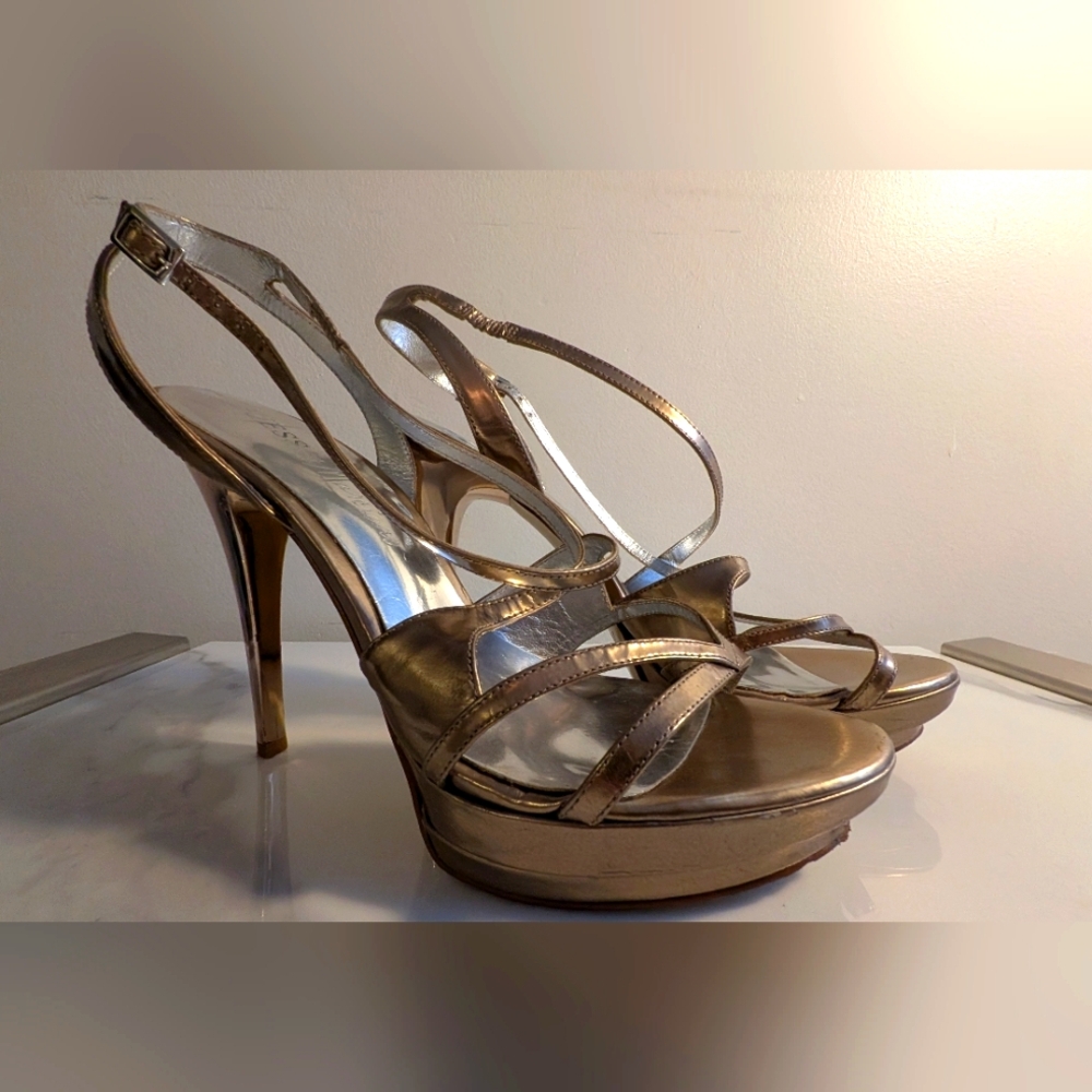 Marciano Bronze Metallic Strappy Stiletto Sandals